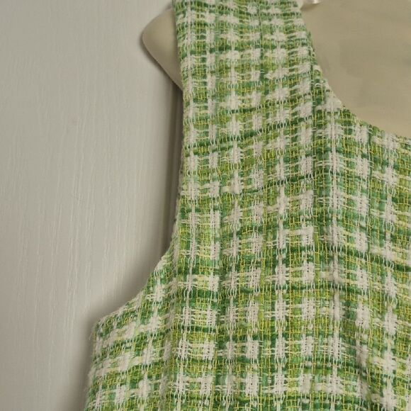 Zara Green and White Tweed Buttoned Blouse - Picture 5 of 16